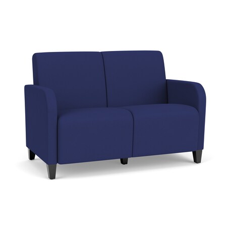 Lesro Siena Lounge Reception 2 Seat Tandem Seating No Center Arm, Walnut, OH Cobalt Upholstery SN2101